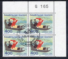 GREENLAND 1993 Christmas In Used Corner Block Of 4,  Michel 242 - Oblitérés