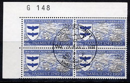 GREENLAND 1992 250th Anniversary Of Paamiut In Used Corner Block Of 4.  Michel 225 - Gebruikt