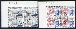 GREENLAND 1991 Definitive: Personalities In Used Corner Blocks Of 4.  Michel 221-22 - Oblitérés