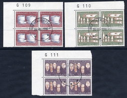 GREENLAND 1988 Cultural Artefacts In Used Corner Blocks Of 4.  Michel 186-88 - Used Stamps