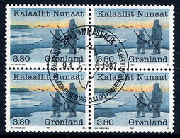 GREENLAND 1987 Hunting And Fishing II In Used  Block Of 4.  Michel 173 - Usati