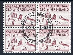 GREENLAND 1986 Art VII In Used  Block Of 4.  Michel 167 - Usados