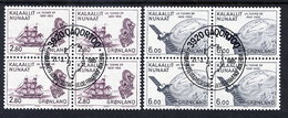 GREENLAND 1985 Millenary Of Settlement VI In Used  Blocks Of 4.  Michel 157-58 - Oblitérés