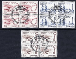 GREENLAND 1984 Millenary Of Settlement V In Used  Blocks Of 4.  Michel 148-50 - Usados