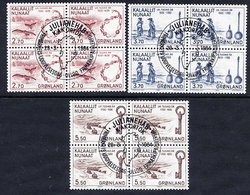 GREENLAND 1984 Millenary Of Settlement V In Used  Blocks Of 4.  Michel 148-50 - Gebraucht