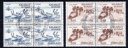 GREENLAND 1981 Millenary Of Settlement I In Used  Blocks Of 4.  Michel 131-32 - Used Stamps