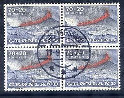 GREENLAND 1973 Heimaey Eruption Fund In Used Block Of 4,  Michel 86 - Oblitérés