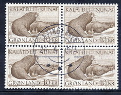 GREENLAND 1973 Walrus 25 Kr, In Used Block Of 4.  Michel 83 - Gebraucht