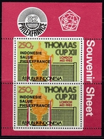 Indonesia 1982 - Thomas Cup Badminton Championship - Miniature Sheet Mi Block 45 B Black Overprint ** MNH - Badminton
