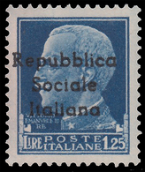 Italia: R.S.I. - TERAMO: Imperiale Del 1929 Soprastampato - Lire 1,25 Azzurro - 1944 - Emissions Locales/autonomes