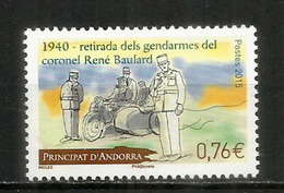 ANDORRE. Moto Side-car De La Gendarmerie En 1940, Un Timbre-poste Neuf ** - Police - Gendarmerie