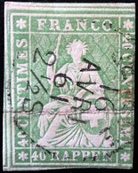 SUISSE 1854  40 R. Vert Pâle Fil De Soie, Qualité Oblitéré ST. - Usati
