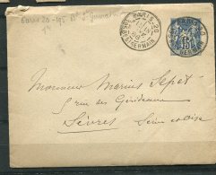 8948  FRANCE   N° 90 E3 15c. Bleu S. Azuré  (cachet Paris 20 Boulevard St Germain 18  JANV. 88)  1876-1906   B/TB - Enveloppes Types Et TSC (avant 1995)