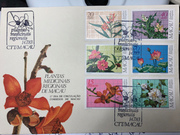 MACAU 1983 REGIONAL MEDICINAL PLANTS FDC - Cartas & Documentos