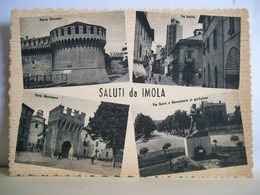 1949 - Imola - Saluti Da Imola - Vedute - Via Emilia Rocca Sforzesca Via Dante - Animata - Cartolina Storica Originale - Imola