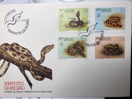 MACAU 1989 SNAKE OF THE REGION FDC - Lettres & Documents
