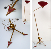 Vintage Ancienne Lampe Lampadaire M. KOBIS & R. LORENCE Mid Century Modern Tripod Arrows Floor Lamp 1950 50's - Luminari