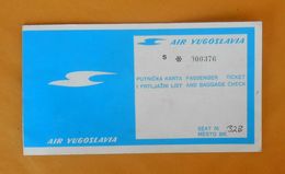 AIR YUGOSLAVIA Ex Small Yugoslavian Airline - 1973. Passenger Ticket On Fly Gatwick-Dubrovnik-Gatwick * Billet Airlines - Tickets