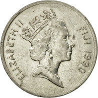 Monnaie, Fiji, Elizabeth II, 20 Cents, 1990, TTB, Nickel Plated Steel, KM:53a - Figi