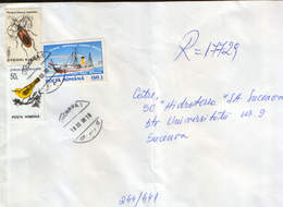Romania - Registered Letter Circulatid In 1998 - Stamps With Ship, Bird And Beetle - Covers & Documents