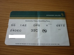 Singapore Airlines Old Boarding Pass (Athens-Singapore) Economy Class - Instapkaart