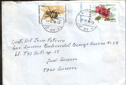 Romania - Letter Circulatid In 2000 -stamps With  Beetle And Flower - Brieven En Documenten