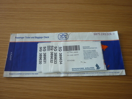 Greece Greek Athens-Singapore Singapore Airlines Old '90s Passenger Ticket And Baggage Check - Billetes