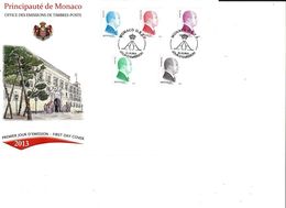 Monaco 2012 Enveloppe 1er Jour/FDC Série Complète Prince Albert II - Lettres & Documents