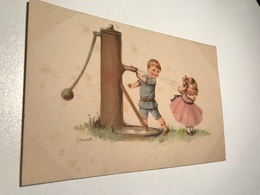 Elly Frank Signed Graphic Art Young Boy Girl Couple Well Game WSSB 9116 Post Card Postkarte POSTCARD - Frank, Elly