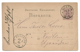 Ganzsache Deutsche Reichspost, Gostyn 1880 - Nach Koschlau / Ostpreussen - Cartes Postales