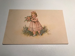 Elly Frank Young Girl In Pink Flowers Graphic Art WSSB 9153 Post Card Postkarte POSTCARD - Frank, Elly