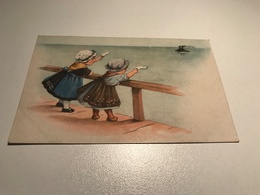 Elly Frank Young Girls Children Farewell Steam Boat Unsigned Graphic Art WSSB 9167 Post Card Postkarte POSTCARD - Frank, Elly