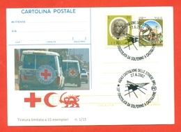CROCE ROSSA-INTERI POSTALI I-CARTOLINA POSTALE-SOPRASTAMPA PRIVATA -MARCOFILIA - - Stamped Stationery