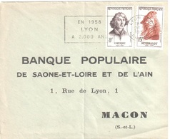 LYON RP Lettre Ob Meca Secap 1958 Dreyfus LYO198 8 F Copernic 15 F Rembrandt Yv 1132 1135 - Cartas & Documentos