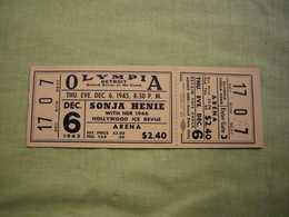 Ticket Entrée Olympia De Detoit USA 1946 Holywood Ice Revue - Tickets - Entradas