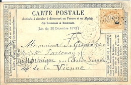 86 ISLE JOURDAIN  MORTAIGUE CARTE POSTALE CIRCULE FRANCE ET ALGERIE BUREAU A BUREAU DE 1873 CACHET SUR TIMBRE 15 C 3982 - L'Isle Jourdain