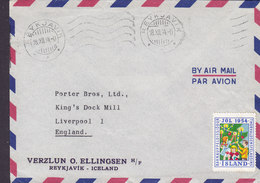 Iceland VERZLUN O. ELLINGSEN, TMS Cds. REYKJAVIK 1954 Cover Brief LIVERPOOL England Christmas Seal Thorvaldsen Félagsins - Brieven En Documenten