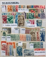 COLONIAS FRANCESAS , LOTE DE SELLOS , WURTTENBERG , ANDORRA , CAMERÚN - Collections