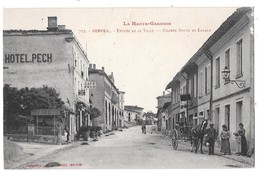 VERFEIL - Entrée De La Ville - Grande Route De Lavaur (vue Animée, Attelage, Hotel Pech) - Verfeil