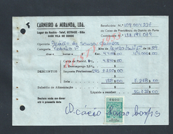 DOCUMENT COMMERCIAL 1989 DE CARNEIRO & MIRANDA GIAO VILA DO CONDE SUR TIMBRES FISCAUX DU PORTUGAL : - Brieven En Documenten