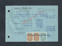 DOCUMENT COMMERCIAL 1985 DE CARNEIRO & MIRANDA GIAO VILA DO CONDE SUR TIMBRES FISCAUX DU PORTUGAL : - Briefe U. Dokumente