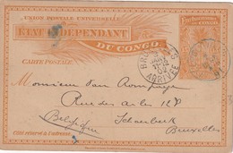 CONGO BELGE 1901  ENTIER POSTAL CARTE DE LEOPOLDVILLE - Postwaardestukken