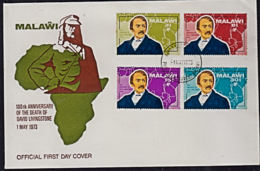 Cc0019 MALAWI 1973,  SG 435-8 Death Centenary Of David Livingstone,  FDC - Malawi (1964-...)