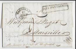1838 - MARITIME - LETTRE De PALERMO (SICILE) => MARSEILLE - ENTREE PAYS D'OUTREMER - Maritime Post