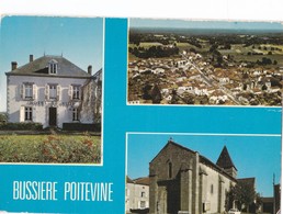 BUSSIERE   POITEVINE ,,,, MAIRIE ,,,, EGLISE ET VUE GENERALE ,,,,1989 ,,,, - Bussiere Poitevine