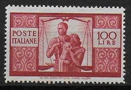 ITALIE - YVERT N°503 CARMIN FONCE ** (SANS CHARNIERE MAIS TRES LEGERES TRACES DE STOKAGE) - COTE = 540 EUR. - Ungebraucht