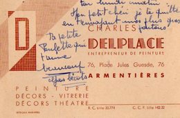 VP13.041 - CDV - Carte De Visite - Mr Charles DELPLACE Entrepreneur De Peinture à ARMENTIERES - Visiting Cards