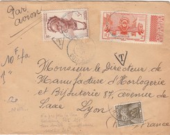 LETTRE. 8 DEC 50. TAXE GERBE 20F SUR AOF 5CFA. DIVO COTED'IVOIRE POUR LYON - 1859-1959 Briefe & Dokumente