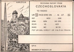 !  QSL Karte, Karlštejn, Karlstein, Czechoslovakia, Radio Club, Funk - Czech Republic