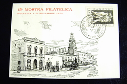 MOLFETTA 1972   FDC  MOSTRA FILATELICA    PUGLIA  BARI FIRST DAY  PREMIER JOUR  MAXIMUM - Molfetta